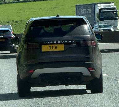UK Number Plate 3 CB on a 2023 Grey Land Rover XK