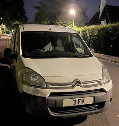 UK Number Plate 3 FK on a 2015 White Citroen Berlingo
