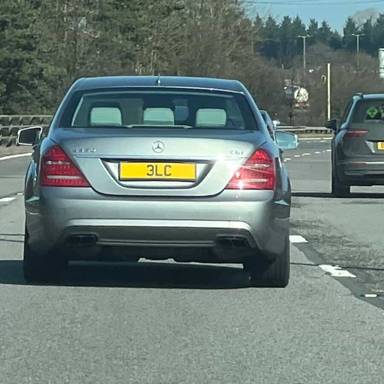 UK Number Plate 3 LC on a 2010 Silver Mercedes-Benz S-Class