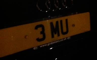 UK Number Plate 3 MU on a 2011 Black Audi A5