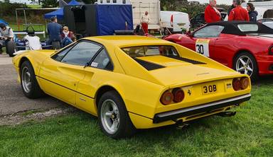UK Number Plate 3 OB on a 1980 Yellow Ferrari N/A