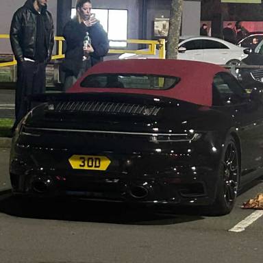 UK Number Plate 3 OD on a 2020 Black Porsche 911 Turbo S S-A