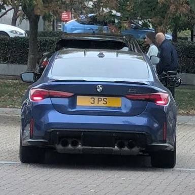 UK Number Plate 3 PS on a 2025 Blue BMW M4 Competition M Xdrive Auto