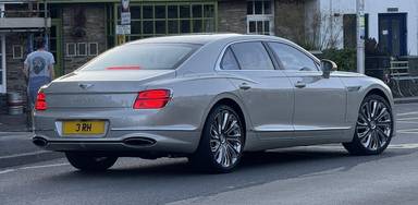 UK Number Plate 3 RH on a 2022 White Bentley Flying Spur W12 Auto