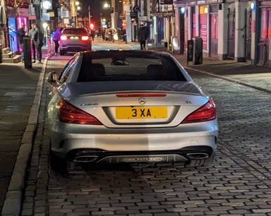 UK Number Plate 3 XA on a 2017 Silver Mercedes-Benz SL