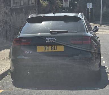 UK Number Plate 30 BU on a 2016 Black Audi A6