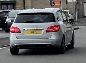 UK Number Plate 30 C on a 2014 Silver Mercedes-Benz B-Class