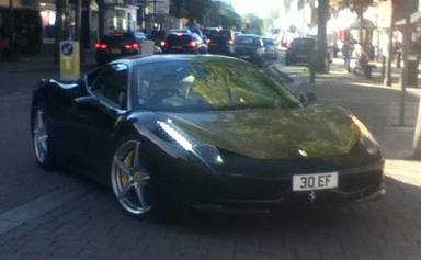 UK Number Plate 30 EF on a 2011 Black Ferrari 458 Italia Dct S-A