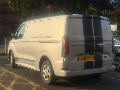 UK Number Plate 30 FE on a 2026 Silver Ford Transit Custom 320 Limited Ev