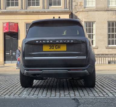 UK Number Plate 30 GH on a 2025 Grey Land Rover Range Rover Autobio D Mhev A