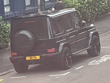 UK Number Plate 30 TH on a 2022 Black Mercedes-Benz G 400 Amg Line Prem + D 4m A