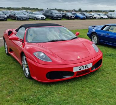 UK Number Plate 30 WL on a 2007 RED Ferrari F430 Spider