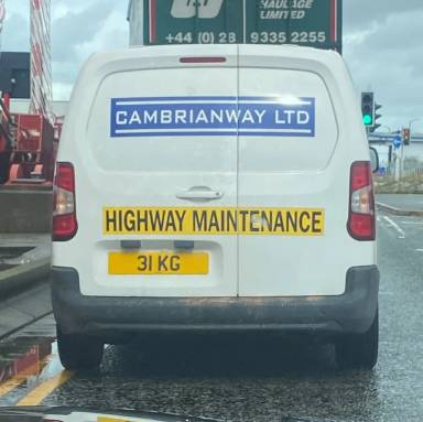 UK Number Plate 31 KG on a 2021 White Vauxhall Combo