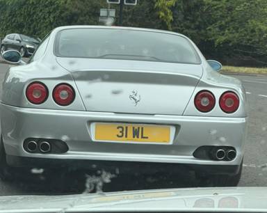 UK Number Plate 31 WL on a 2000 Silver Ferrari 550