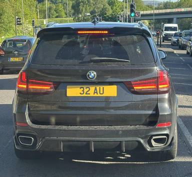 UK Number Plate 32 AU on a 2016 Black BMW X5
