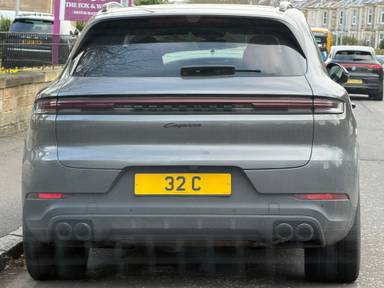 UK Number Plate 32 C on a 2024 Grey Porsche Cayenne