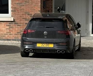 UK Number Plate 32 DO on a 2024 Black Volkswagen Golf R Tsi 4motion S-A