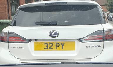 UK Number Plate 32 PY on a 2013 White Lexus CT