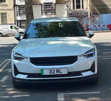 UK Number Plate 32 RL on a 2022 White Polestar Polestar 2 Ev Fwd
