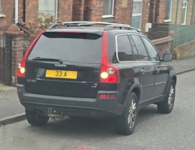 UK Number Plate 33 A on a 2005 Black Volvo Xc90