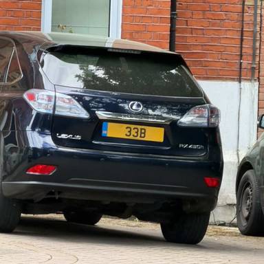 UK Number Plate 33 B on a 2010 Blue Lexus Rx450h