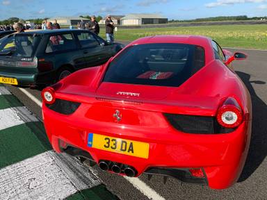 UK Number Plate 33 DA on a 2012 RED Ferrari 458 Italia Dct S-A