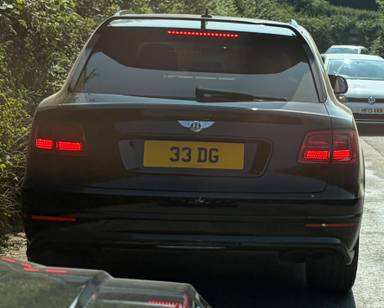 UK Number Plate 33 DG on a 2019 Black Bentley Bentayga
