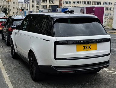 UK Number Plate 33 K on a 2024 White Land Rover Range Rover Autobio Mhev Auto
