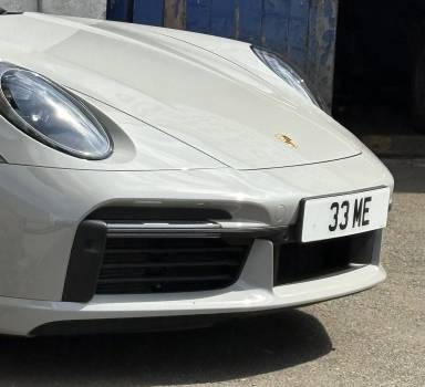 UK Number Plate 33 ME on a 2022 Grey Porsche 911 Turbo S S-A