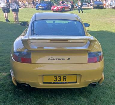 UK Number Plate 33 R on a 2001 Yellow Porsche 911