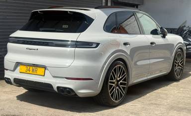 UK Number Plate 34 WR on a 2024 Grey Porsche Cayenne V8 S Auto