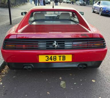 UK Number Plate 348 TB on a 1990 RED Ferrari 348