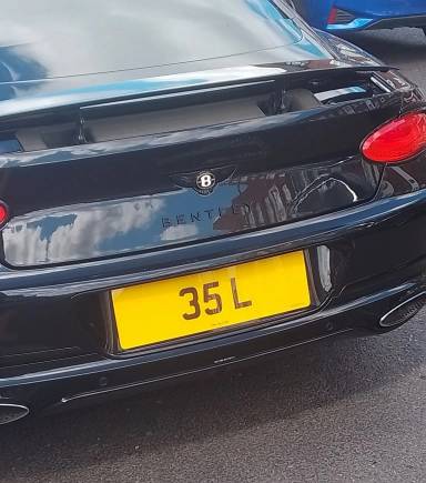 UK Number Plate 35 L on a 2019 Black Bentley Continental Gt