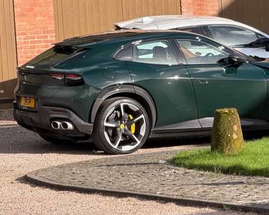 UK Number Plate 35 P on a 2025 Green Ferrari Purosangue S-A