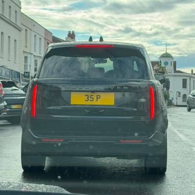 UK Number Plate 35 P on a 2022 Black Land Rover Range Rover First Ed D Mhev A