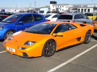 UK Number Plate 36 AC on a 2001 Orange Lamborghini Diablo