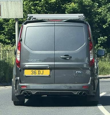 UK Number Plate 36 DJ on a 2023 Grey Ford Transit Connect 250 Ms-Rt Eblu
