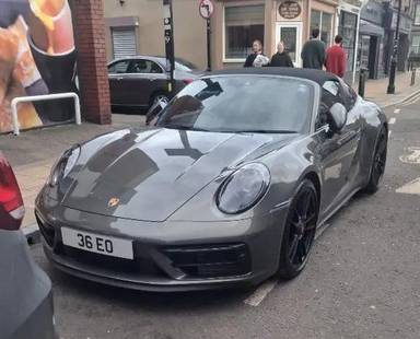 UK Number Plate 36 EO on a 2023 Green Porsche 911 Targa 4 Gts S-A