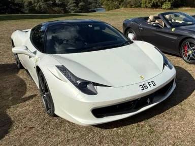 UK Number Plate 36 FD on a 2015 White Ferrari 458