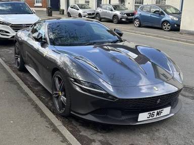 UK Number Plate 36 MF on a 2022 Grey Ferrari Roma S-A