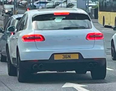 UK Number Plate 36 N on a 2017 White Porsche Macan