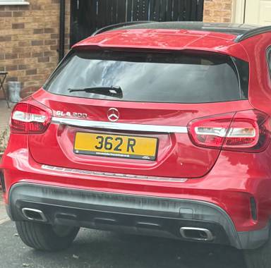UK Number Plate 362 R on a 2018 RED Mercedes-Benz GLA