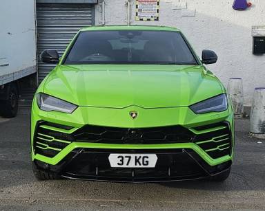 UK Number Plate 37 KG on a 2021 Green Lamborghini Urus V8 Auto