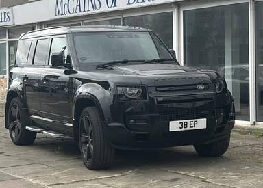UK Number Plate 38 EP on a 2022 Black Land Rover Defender X-Dynamic Se D Mhev A