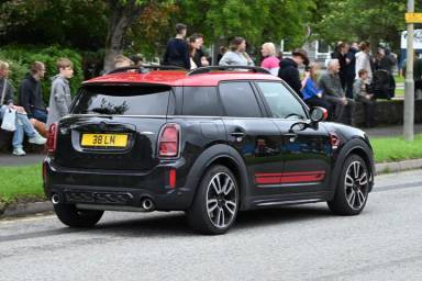 UK Number Plate 38 LM on a 2023 Black Mini John Cooper Works
