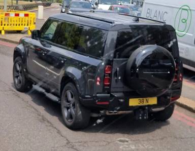 UK Number Plate 38 N on a 2024 Grey Land Rover Defender Hdtp Xdyn Hse Dmhev A