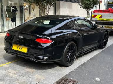 UK Number Plate 4 AH on a 2021 Black Bentley Continental Gt Speed Auto