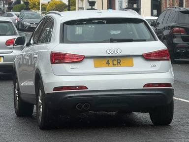 UK Number Plate 4 CR on a 2014 White Audi Q3