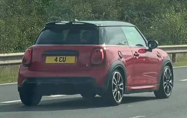 UK Number Plate 4 CU on a 2023 RED Mini Cooper S