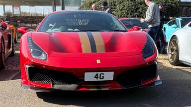 UK Number Plate 4 G on a 2019 RED Ferrari 488 Pista S-A